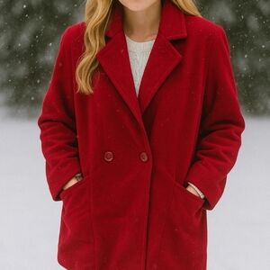 Vintage L.L.Bean Wool Coat Winter Red size 10